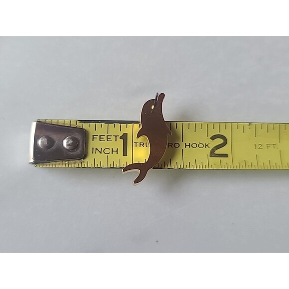 Gold Tone Dolphin Shaped Stud Earrings Vintage Costume Jewelry - Picture 8 of 10